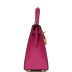 Hermes Special Order (HSS) Kelly Sellier 25 Rose Pourpre Verso Epsom Permabrass Hardware