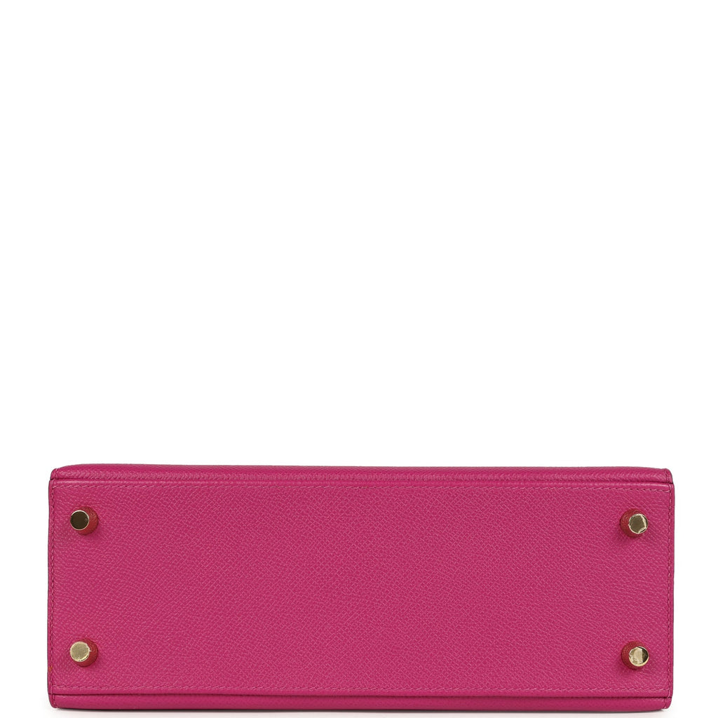 Hermes Special Order (HSS) Kelly Sellier 25 Rose Pourpre Verso Epsom Permabrass Hardware