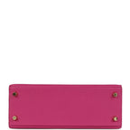 Hermes Special Order (HSS) Kelly Sellier 25 Rose Pourpre Verso Epsom Permabrass Hardware