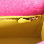 Hermes Special Order (HSS) Kelly Sellier 25 Rose Pourpre Verso Epsom Permabrass Hardware