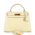 Vintage Hermes Kelly Sellier 28 Parchemin Box Gold Hardware