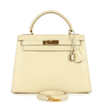 Vintage Hermes Kelly Sellier 28 Parchemin Box Gold Hardware