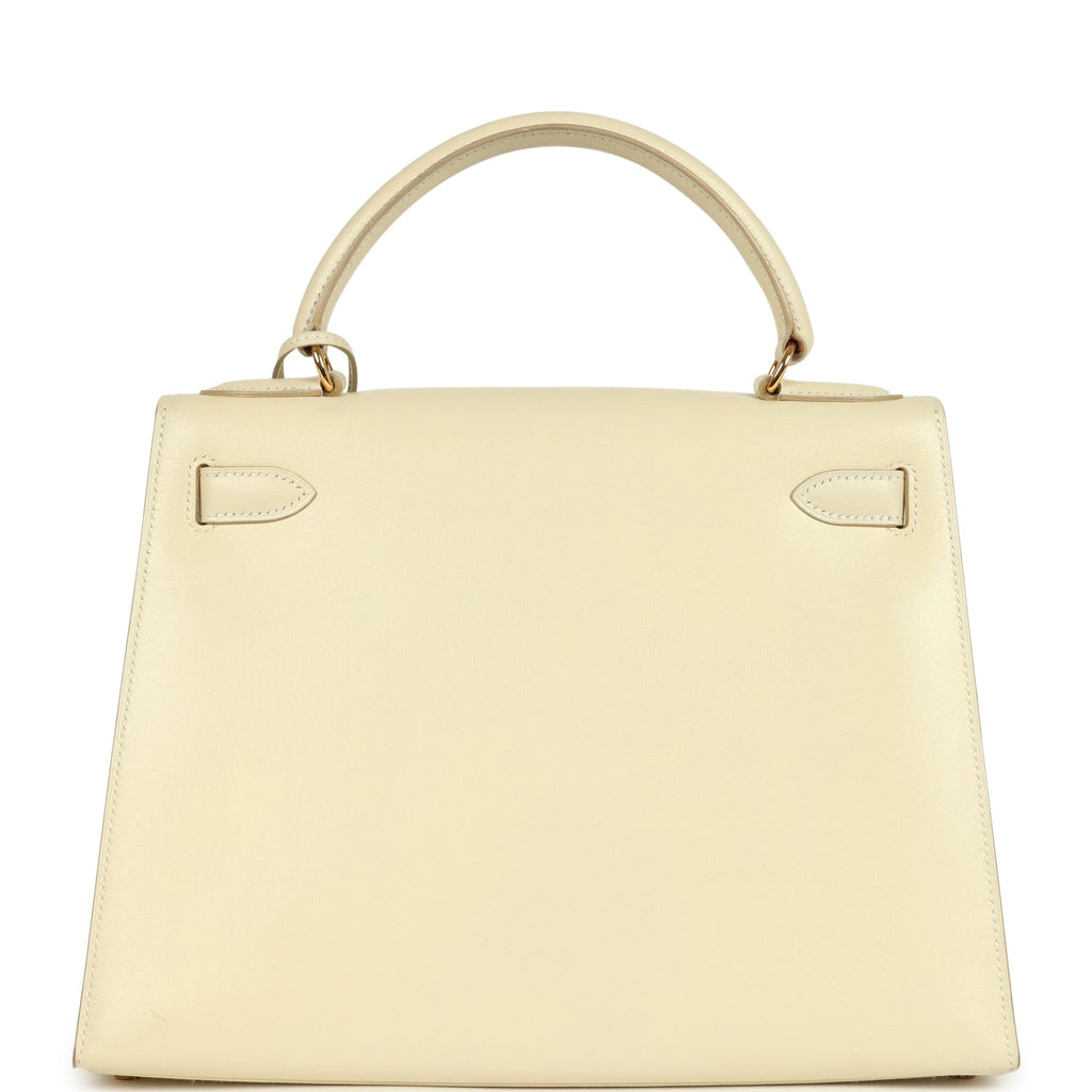 Vintage Hermes Kelly Sellier 28 Parchemin Box Gold Hardware