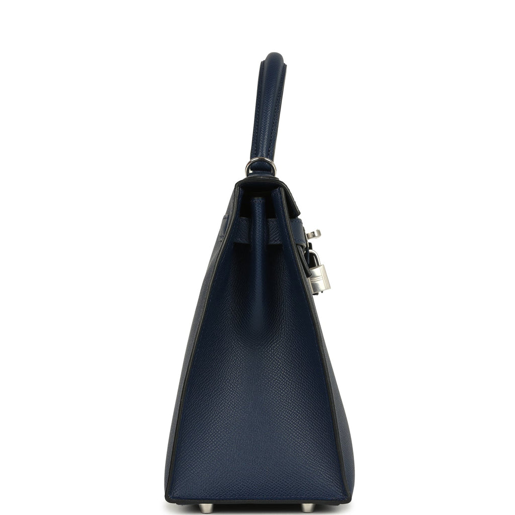 Hermes Kelly Sellier 28 Bleu Navy Epsom Palladium Hardware