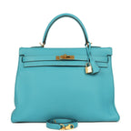 Hermes Kelly Retourne 35 Turquoise Togo Gold Hardware