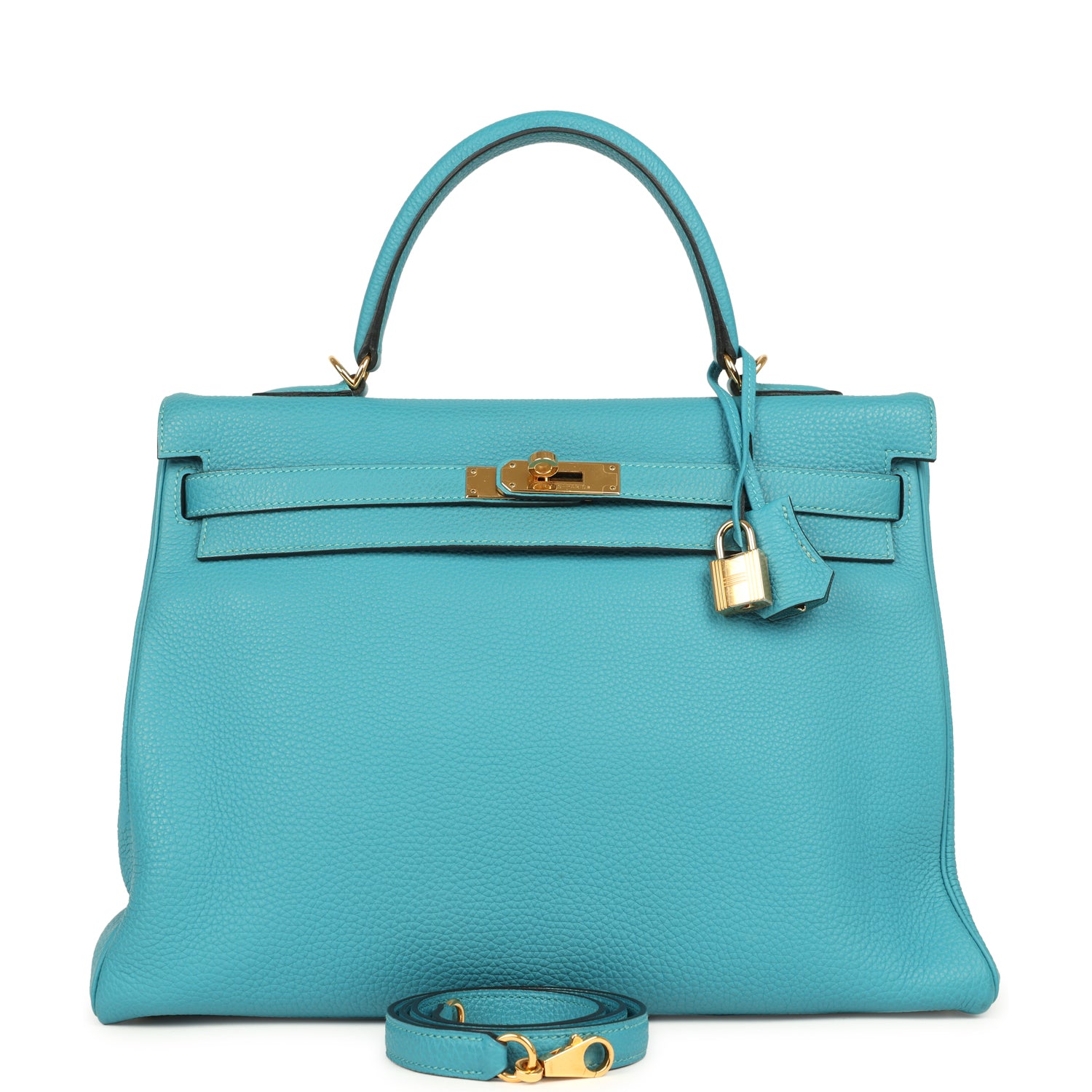Hermes Kelly Retourne 35 Turquoise Togo Gold Hardware