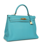 Hermes Kelly Retourne 35 Turquoise Togo Gold Hardware