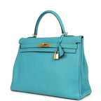 Hermes Kelly Retourne 35 Turquoise Togo Gold Hardware