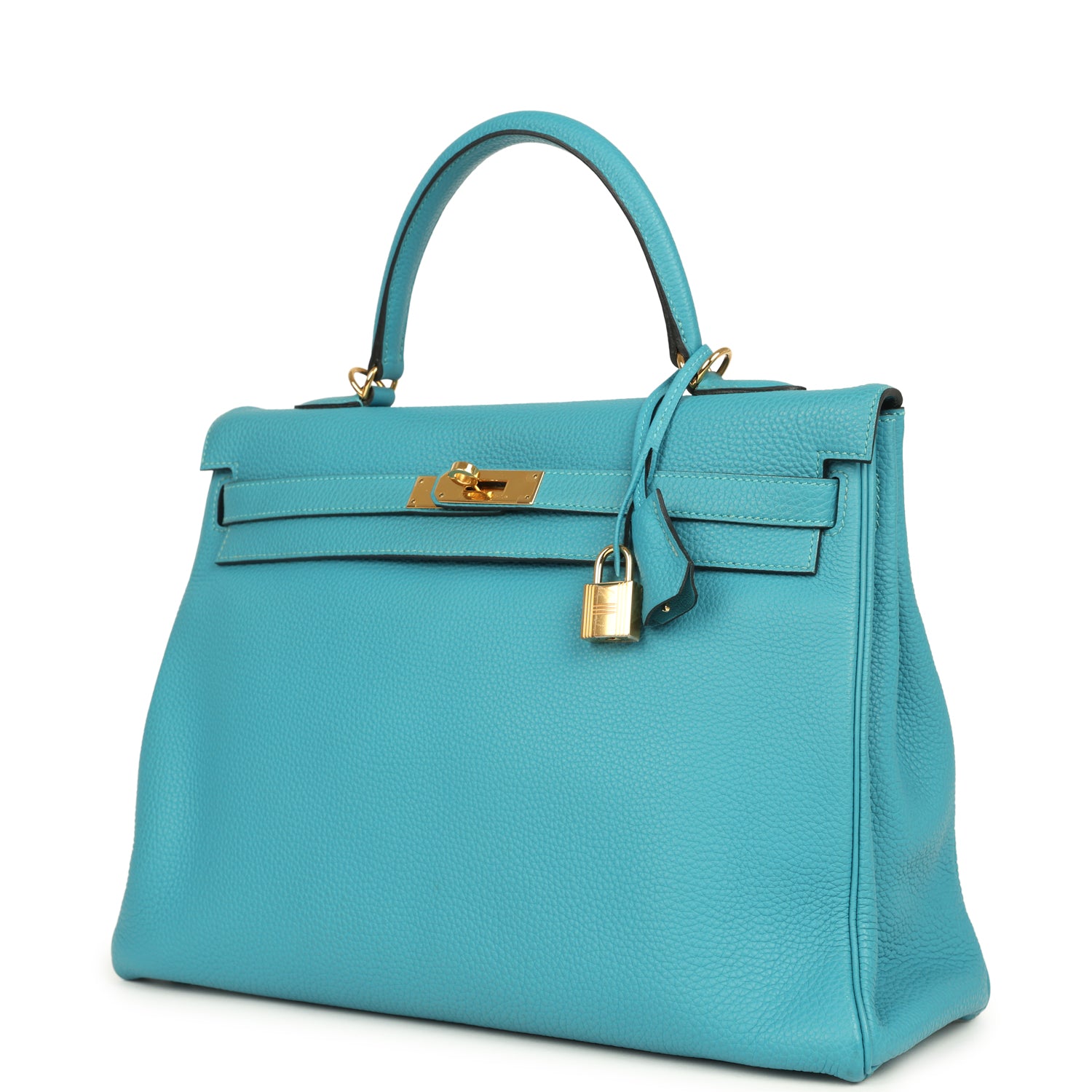 Hermes Kelly Retourne 35 Turquoise Togo Gold Hardware