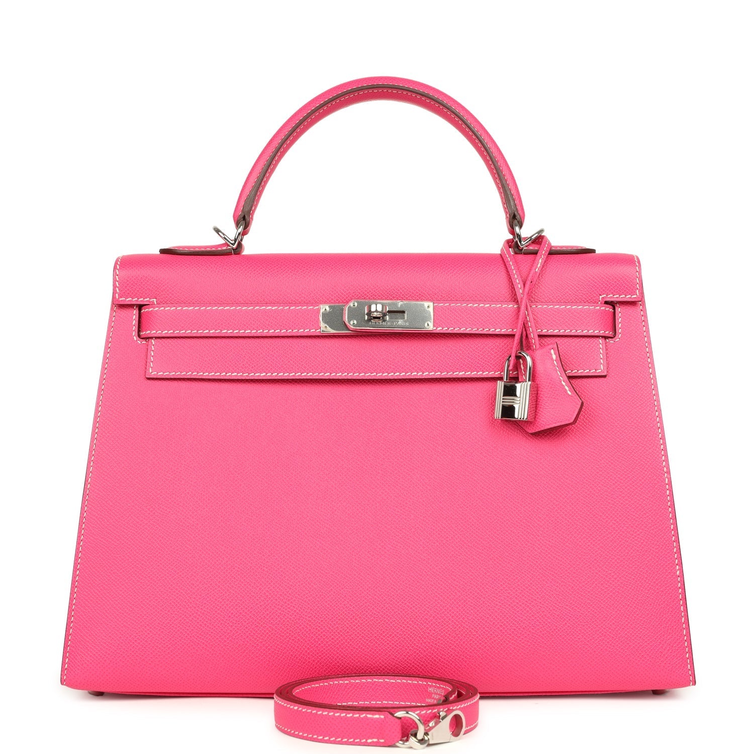 Hermes Candy Kelly Sellier 32 Rose Tyrien Epsom Palladium Hardware