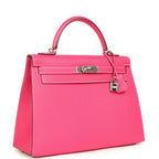 Hermes Candy Kelly Sellier 32 Rose Tyrien Epsom Palladium Hardware