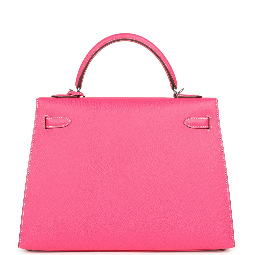 Hermes Candy Kelly Sellier 32 Rose Tyrien Epsom Palladium Hardware
