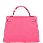 Hermes Candy Kelly Sellier 32 Rose Tyrien Epsom Palladium Hardware