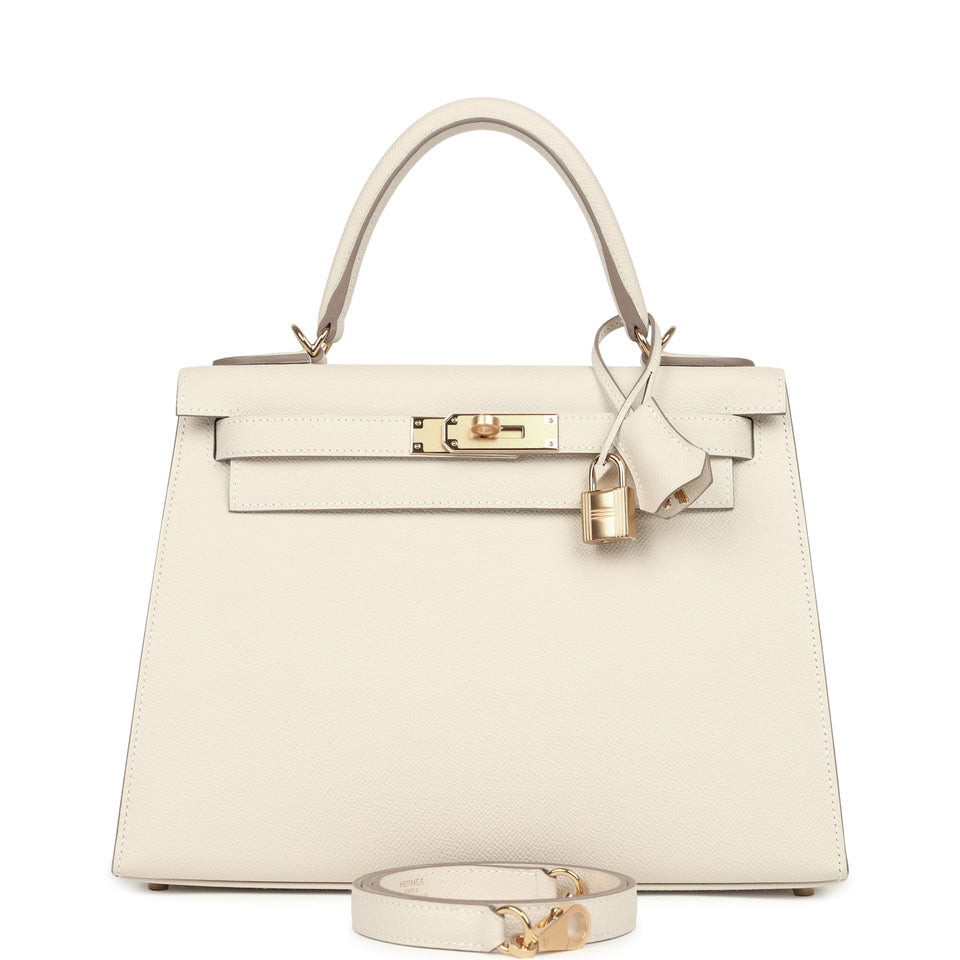 Hermes Kelly Sellier 28 Craie Epsom Gold Hardware
