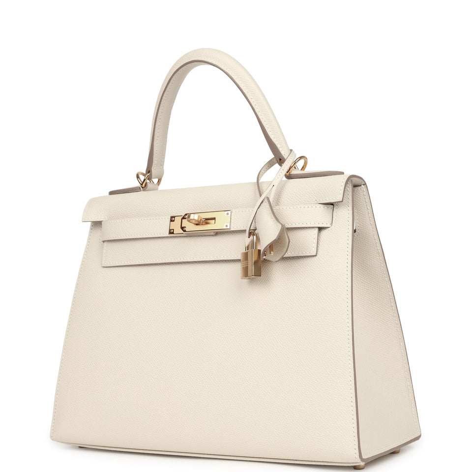 Hermes Kelly Sellier 28 Craie Epsom Gold Hardware
