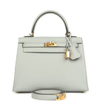 Hermes Kelly Sellier 25 Bleu Glacier Epsom Gold Hardware