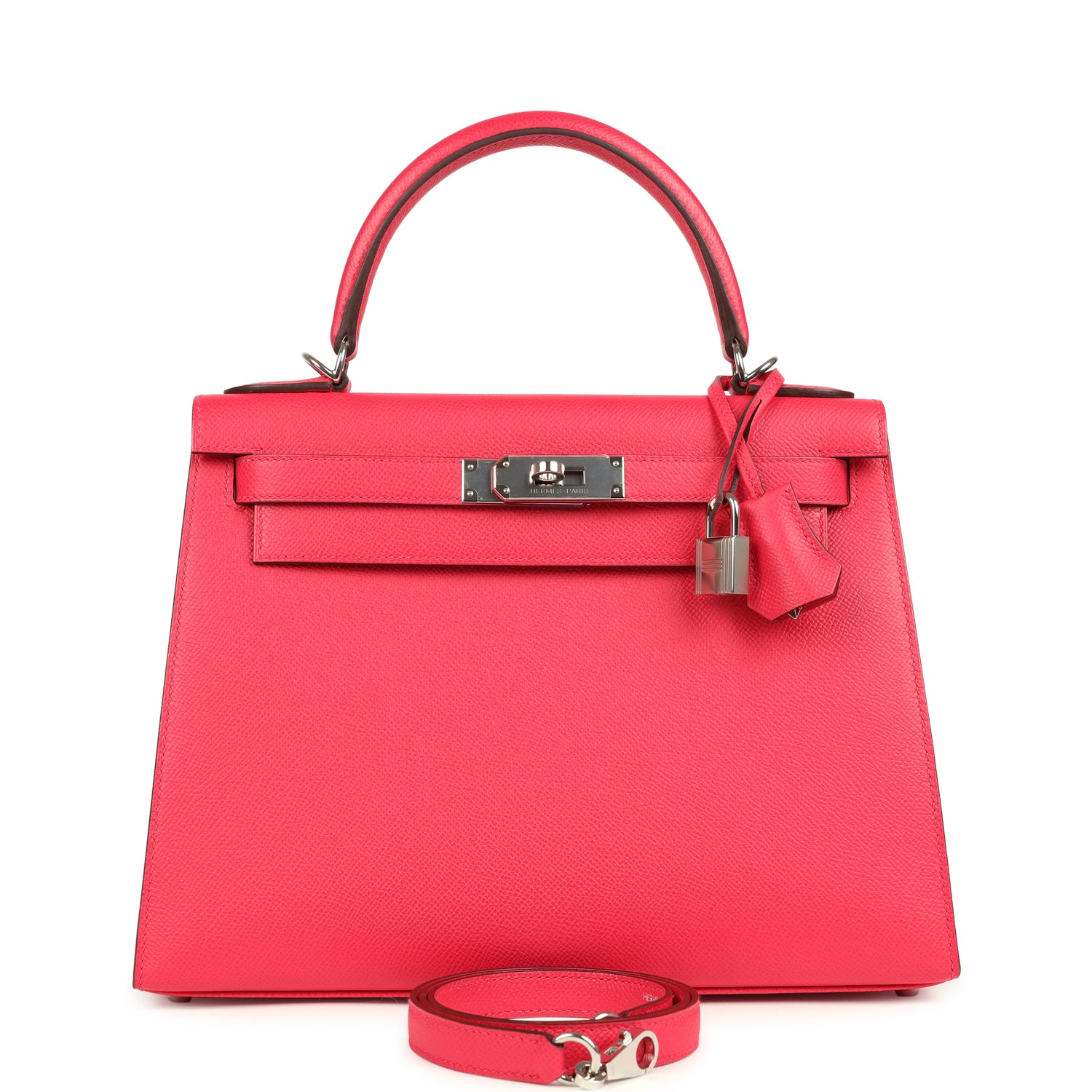 Hermes Kelly Sellier 28 Rose Extreme Epsom Palladium Hardware