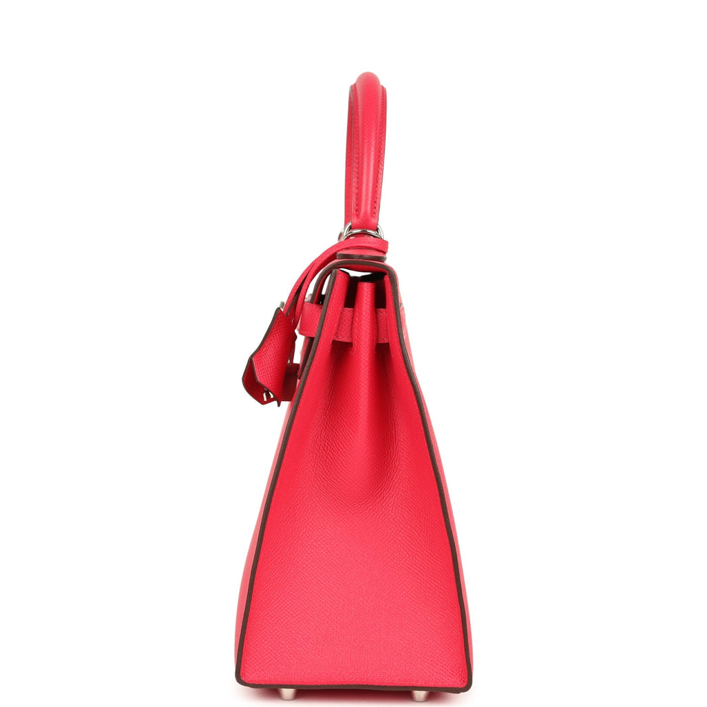 Hermes Kelly Sellier 28 Rose Extreme Epsom Palladium Hardware