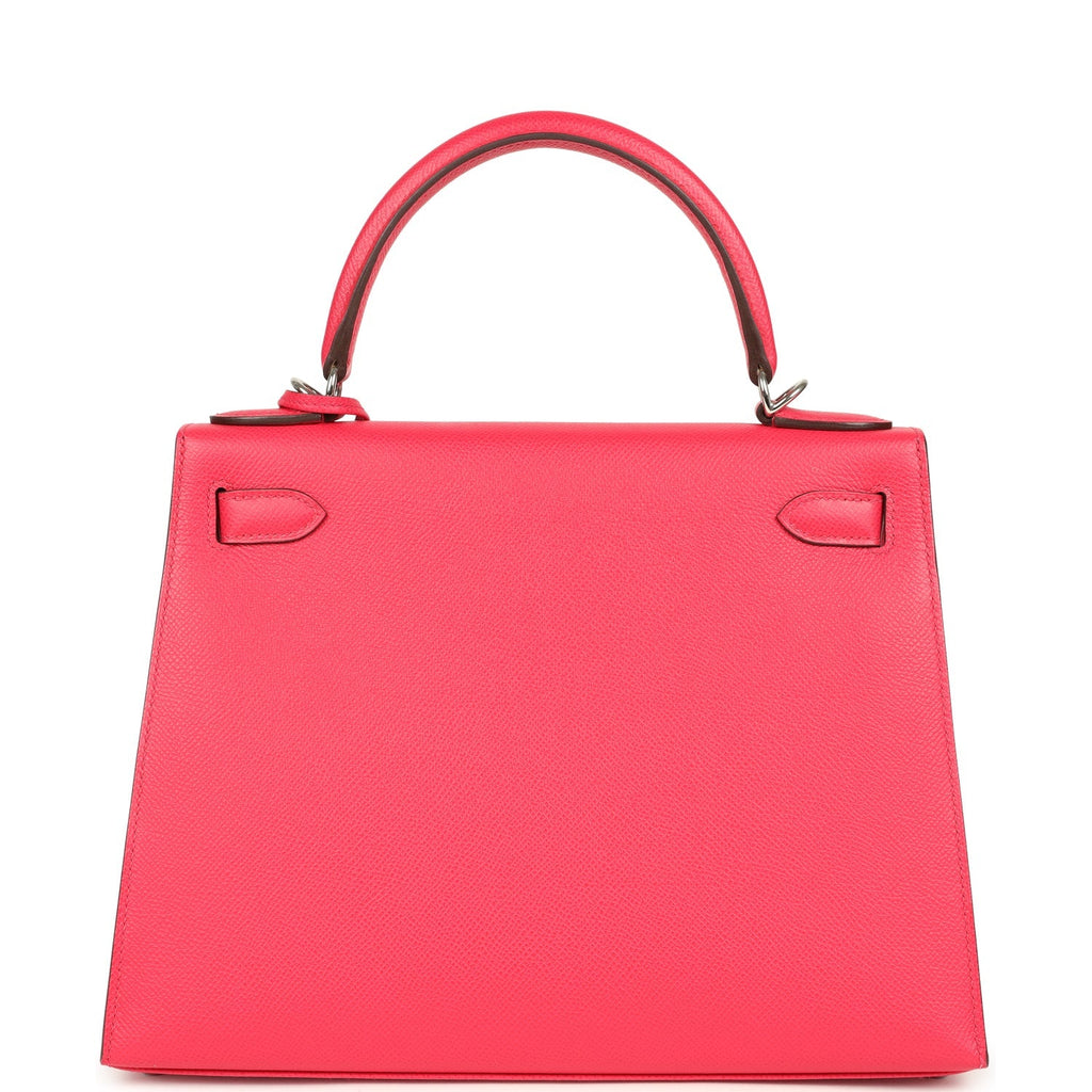 Hermes Kelly Sellier 28 Rose Extreme Epsom Palladium Hardware