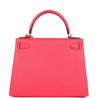 Hermes Kelly Sellier 28 Rose Extreme Epsom Palladium Hardware