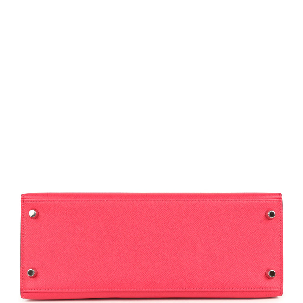 Hermes Kelly Sellier 28 Rose Extreme Epsom Palladium Hardware