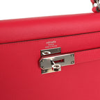 Hermes Kelly Sellier 28 Rose Extreme Epsom Palladium Hardware
