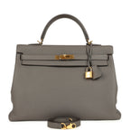 Hermes Kelly Retourne 35 Etain Togo Gold Hardware