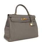 Hermes Kelly Retourne 35 Etain Togo Gold Hardware