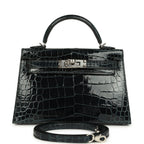 Hermes Special Order (HSS) Kelly Sellier 20 Vert Rousseau Verso Shiny Alligator Mississippiensis Palladium Hardware