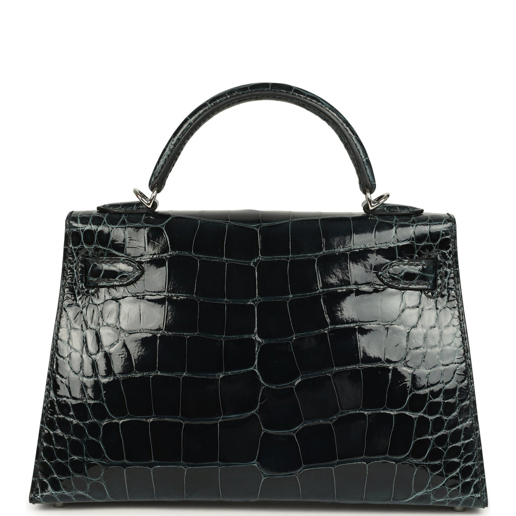 Hermes Special Order (HSS) Kelly Sellier 20 Vert Rousseau Verso Shiny Alligator Mississippiensis Palladium Hardware