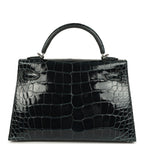 Hermes Special Order (HSS) Kelly Sellier 20 Vert Rousseau Verso Shiny Alligator Mississippiensis Palladium Hardware