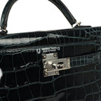 Hermes Special Order (HSS) Kelly Sellier 20 Vert Rousseau Verso Shiny Alligator Mississippiensis Palladium Hardware
