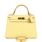 Hermes Kelly Sellier 28 Jaune Poussin Epsom Gold Hardware