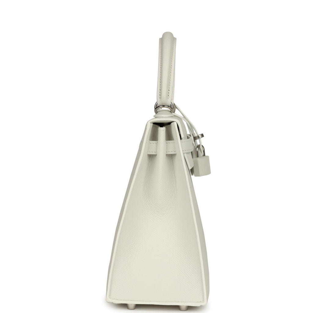 Hermes Kelly Sellier 25 New White Epsom Palladium Hardware