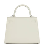 Hermes Kelly Sellier 25 New White Epsom Palladium Hardware