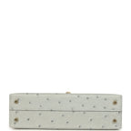 Hermes Special Order (HSS) Kelly Sellier 20 Bleu Glacier and Gris Tourterelle Ostrich Permabrass Hardware
