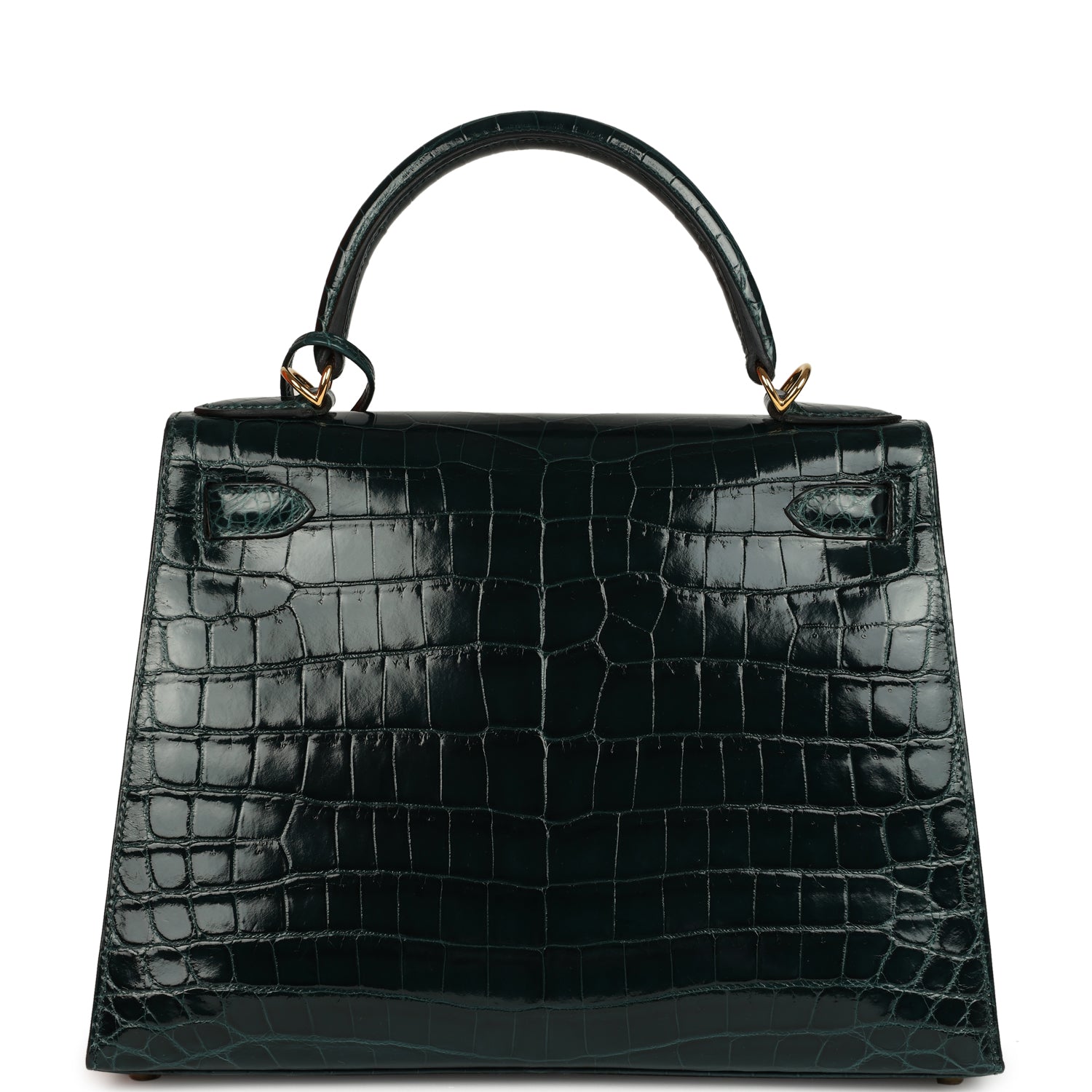 Hermes Kelly Sellier 28 Vert Cypres Shiny Niloticus Crocodile Gold Hardware