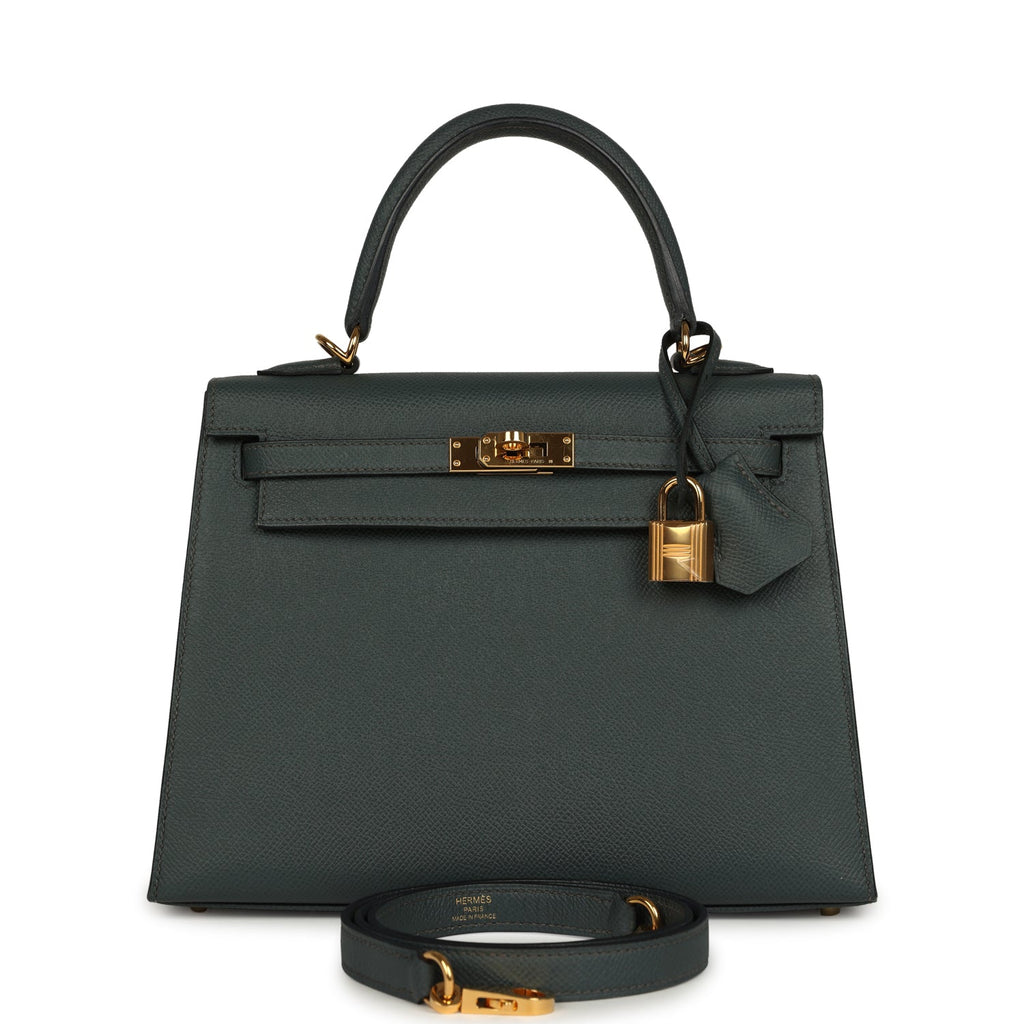 Hermes Kelly Sellier 25 Bleu Orage Epsom Gold Hardware