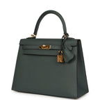 Hermes Kelly Sellier 25 Bleu Orage Epsom Gold Hardware