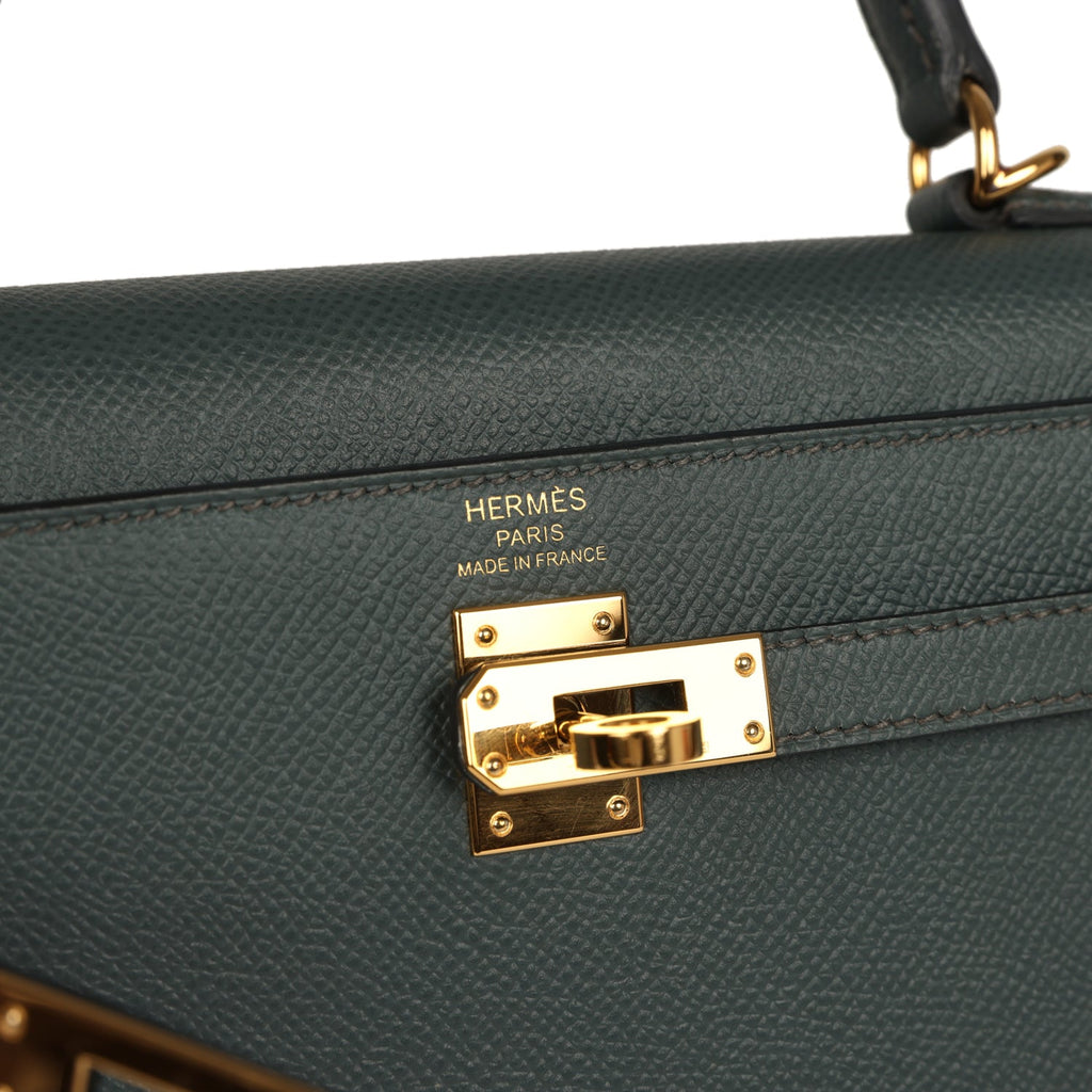 Hermes Kelly Sellier 25 Bleu Orage Epsom Gold Hardware