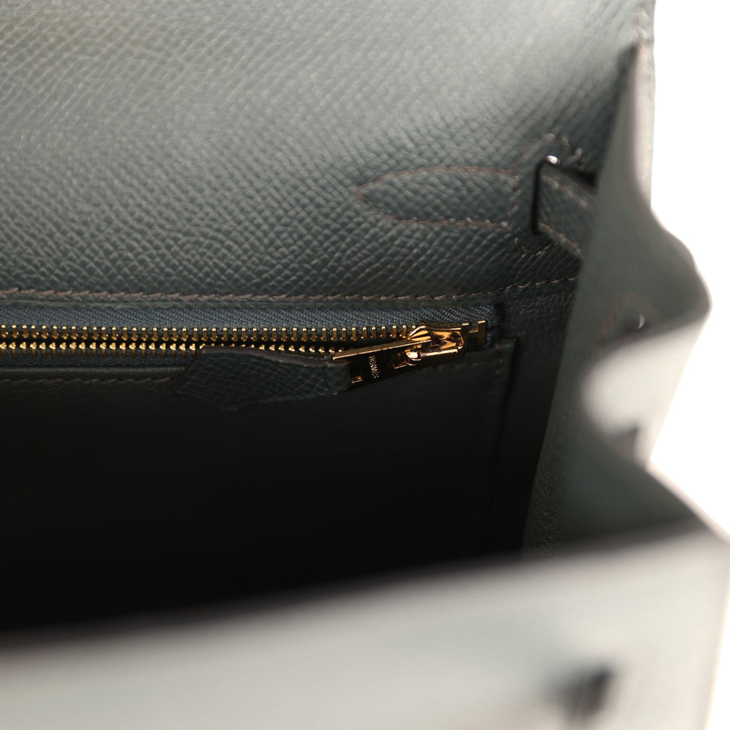 Hermes Kelly Sellier 25 Bleu Orage Epsom Gold Hardware