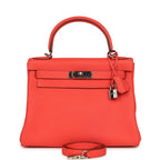 Hermes Kelly Retourne 28 Rose Texas Clemence Palladium Hardware