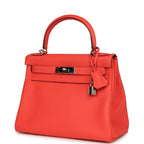 Hermes Kelly Retourne 28 Rose Texas Clemence Palladium Hardware