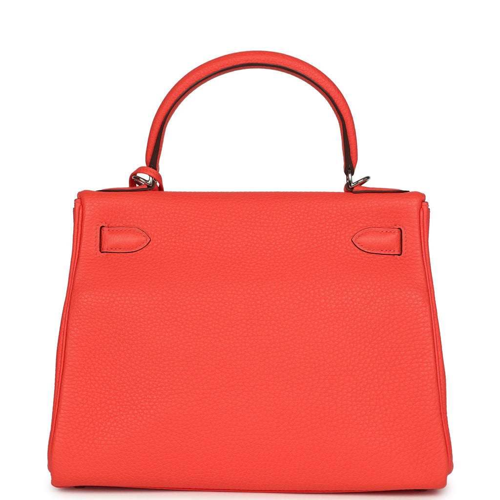 Hermes Kelly Retourne 28 Rose Texas Clemence Palladium Hardware