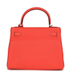 Hermes Kelly Retourne 28 Rose Texas Clemence Palladium Hardware