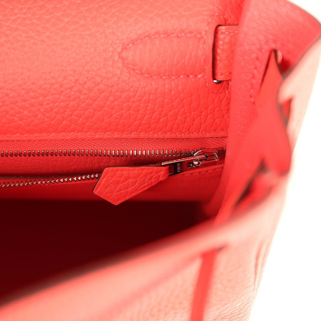 Hermes Kelly Retourne 28 Rose Texas Clemence Palladium Hardware
