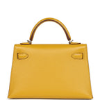Hermes Kelly Sellier 20 Jaune Ambre Verso Chèvre Mysore Palladium Hardware