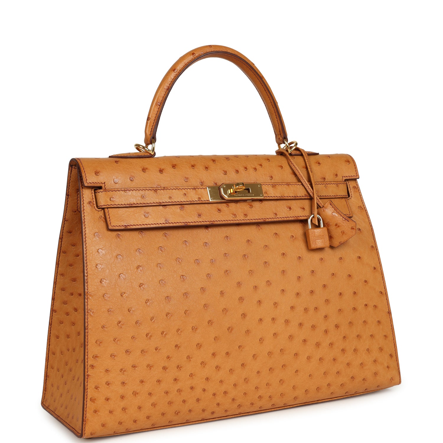Hermes Kelly Sellier 35 Cognac Ostrich Gold Hardware