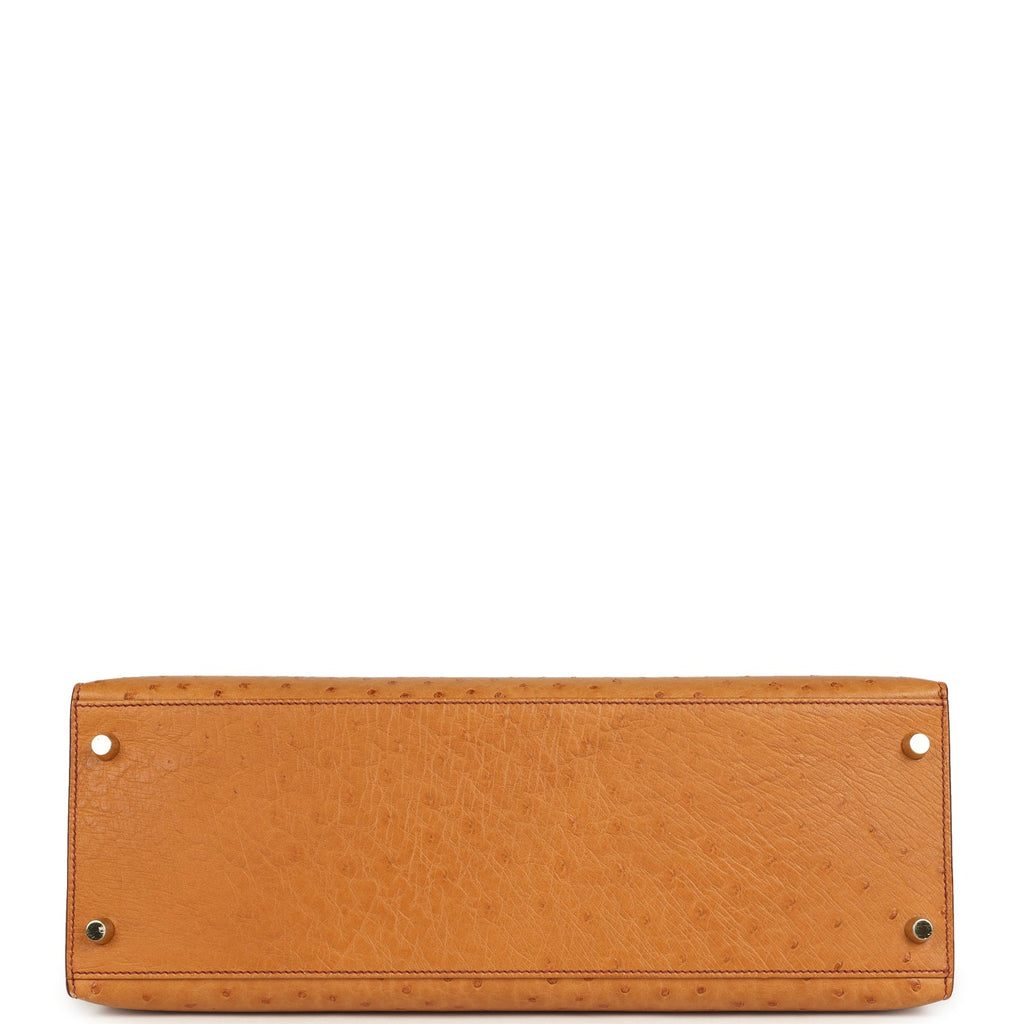 Hermes Kelly Sellier 35 Cognac Ostrich Gold Hardware