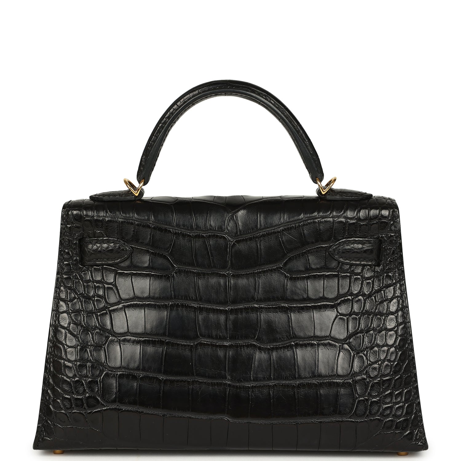 Hermes Kelly Sellier 20 Black Matte Alligator Gold Hardware